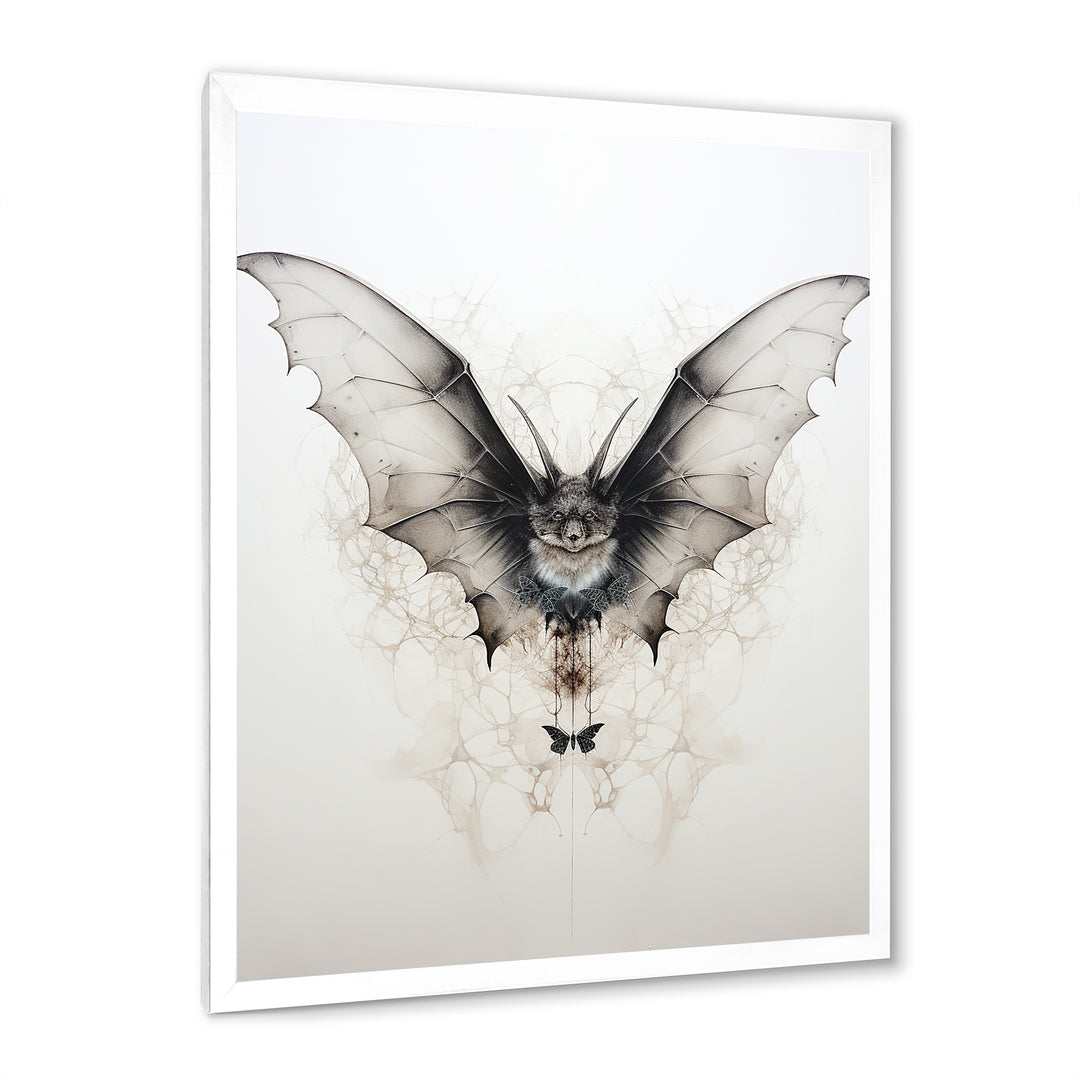 Minimalism Black And White Bat - Black Bat Wall Art