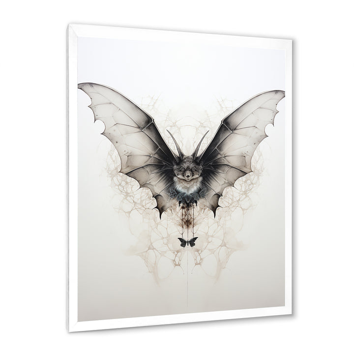 Minimalism Black And White Bat - Black Bat Wall Art