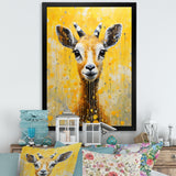 Popart Yellow Goat Portrait - Goat Large Canvas Wall Art