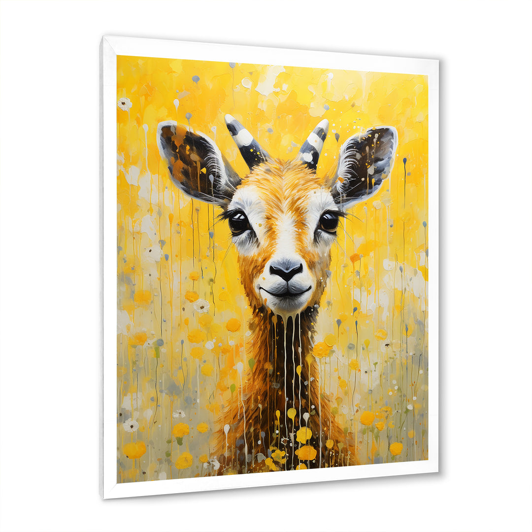 Popart Yellow Goat Portrait - Goat Large Canvas Wall Art