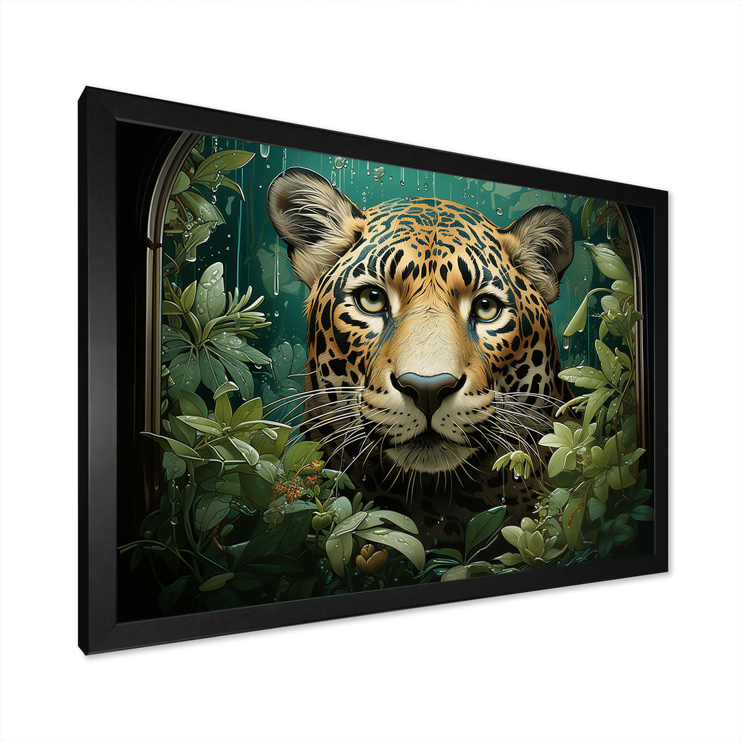 Joyful Jaguar In Jungle - Leopard Bedroom Wall Art