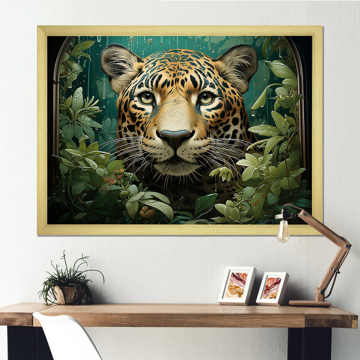 Joyful Jaguar In Jungle - Leopard Bedroom Wall Art