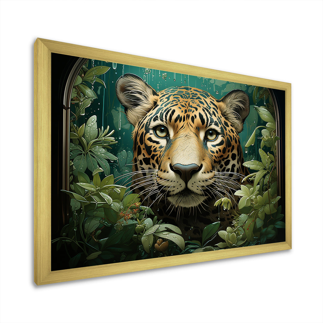 Joyful Jaguar In Jungle - Leopard Bedroom Wall Art