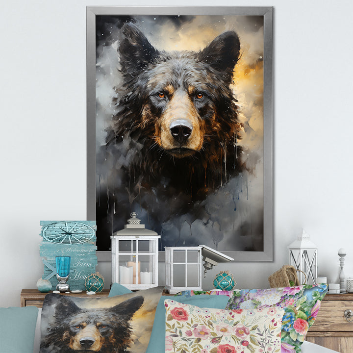 A Noir Bear On Dramatic Shadow - Bear Wall Decor