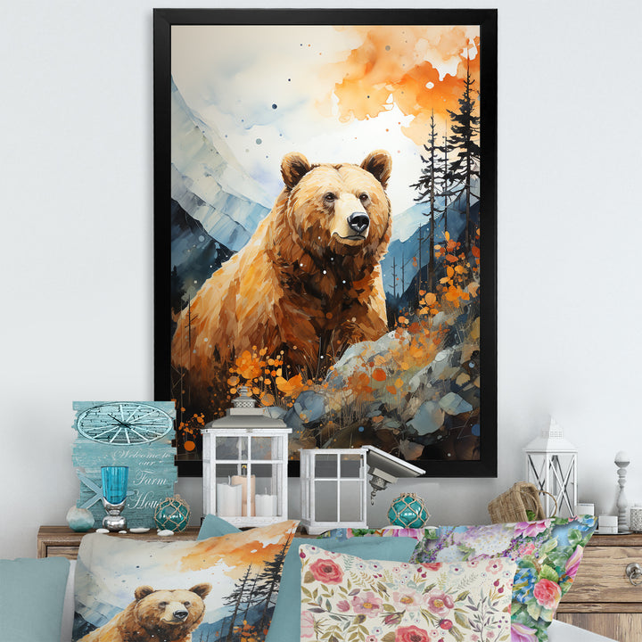 Portrait Of A Bear On Mountain Cliff - Bear Wall Art Prints