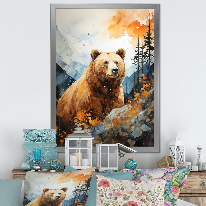 Portrait Of A Bear On Mountain Cliff - Bear Wall Art Prints