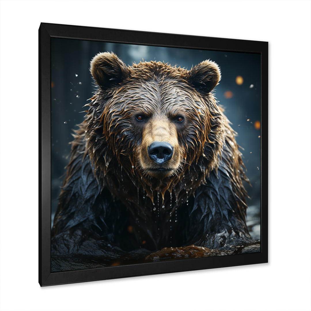 Expressionist Portrayal Of A Grizzly Bear - Bear Framed Canvas Art