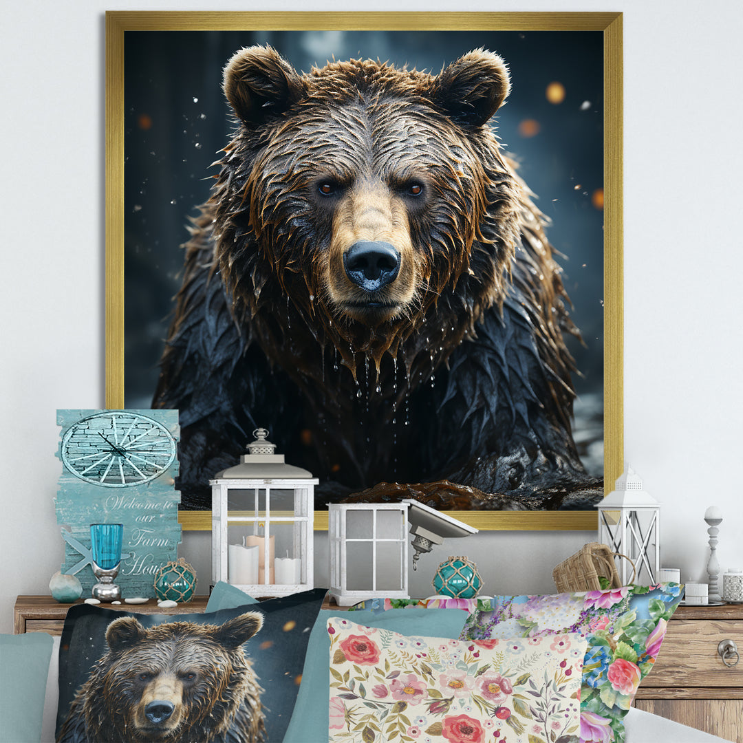 Expressionist Portrayal Of A Grizzly Bear - Bear Framed Canvas Art