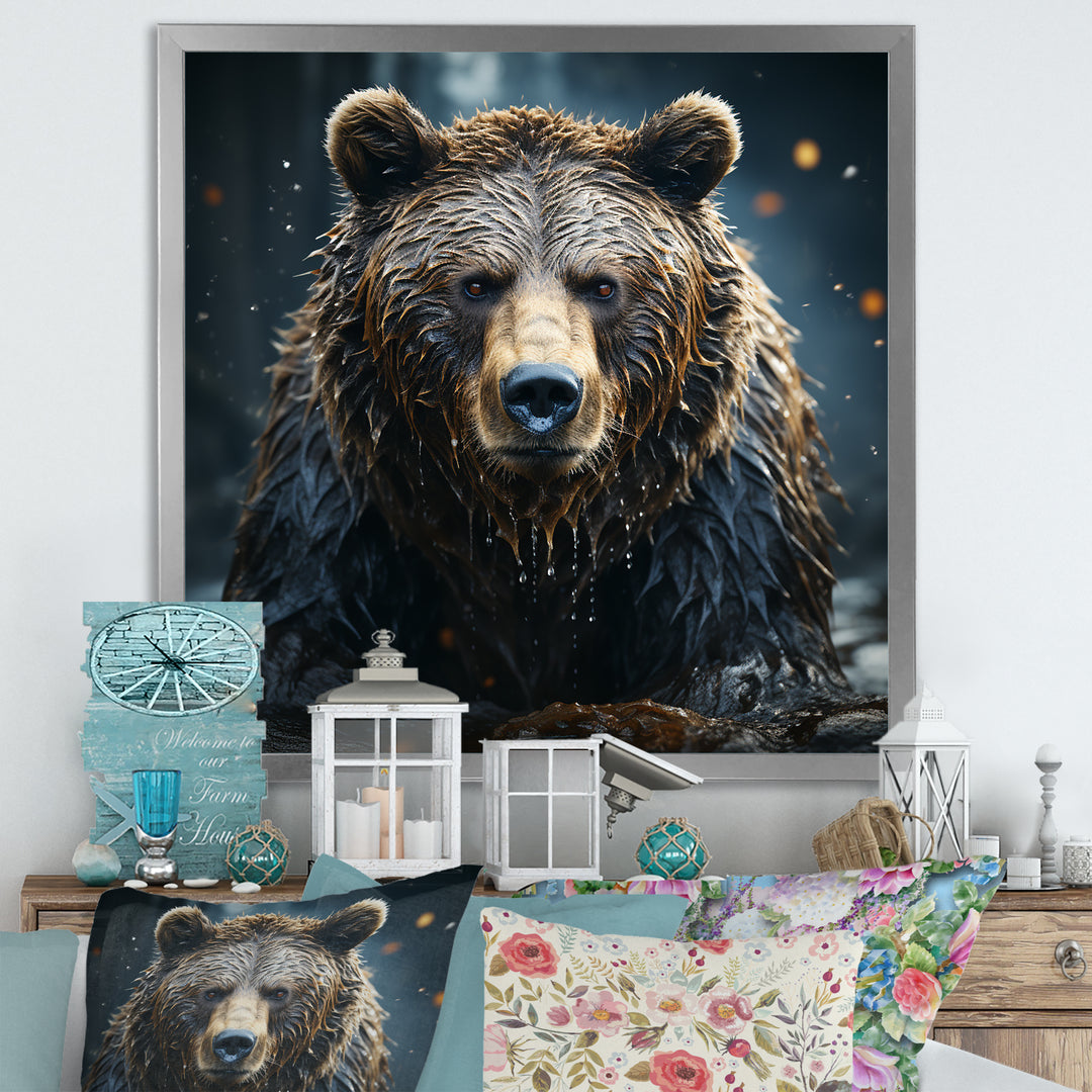Expressionist Portrayal Of A Grizzly Bear - Bear Framed Canvas Art