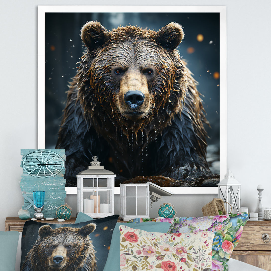 Expressionist Portrayal Of A Grizzly Bear - Bear Framed Canvas Art