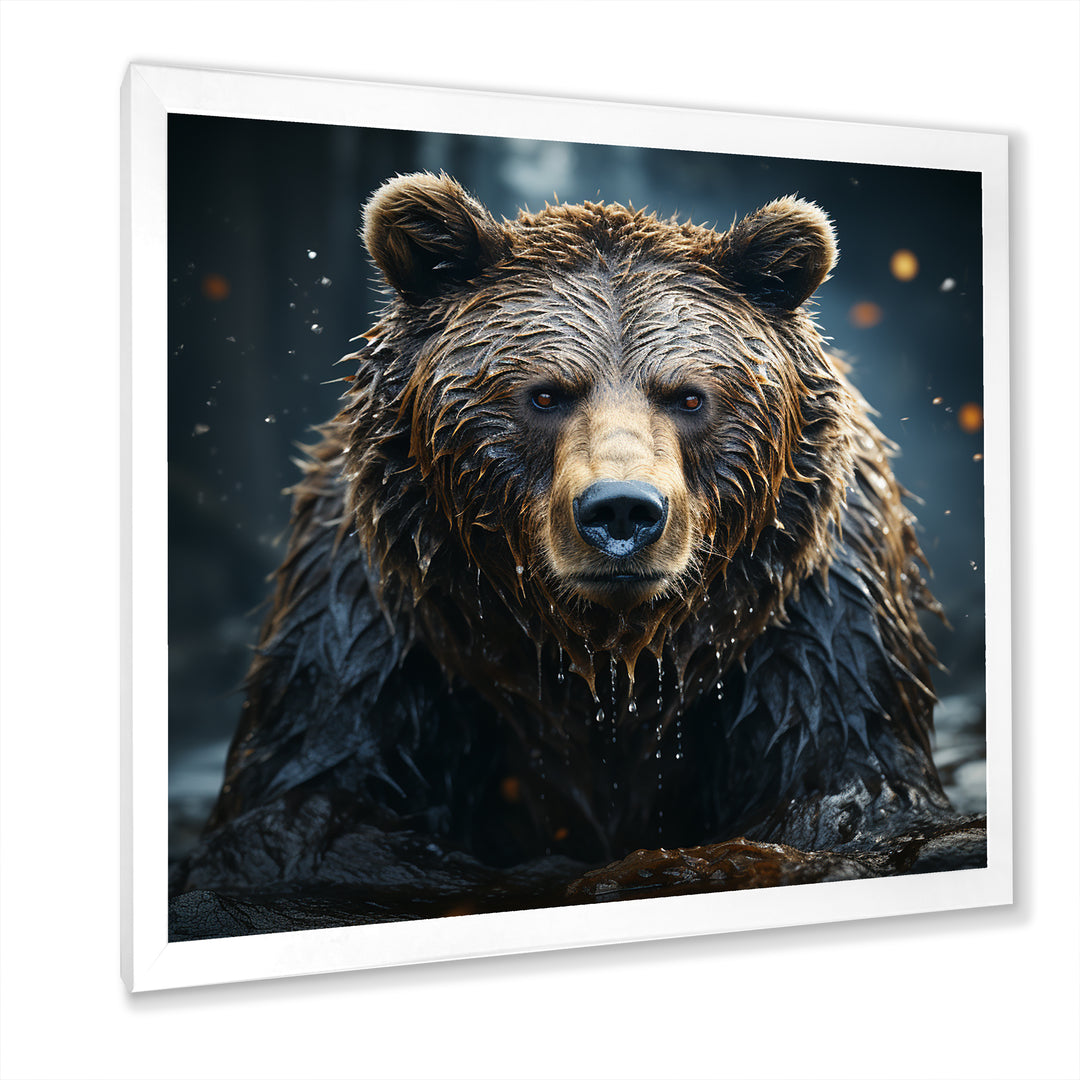 Expressionist Portrayal Of A Grizzly Bear - Bear Framed Canvas Art