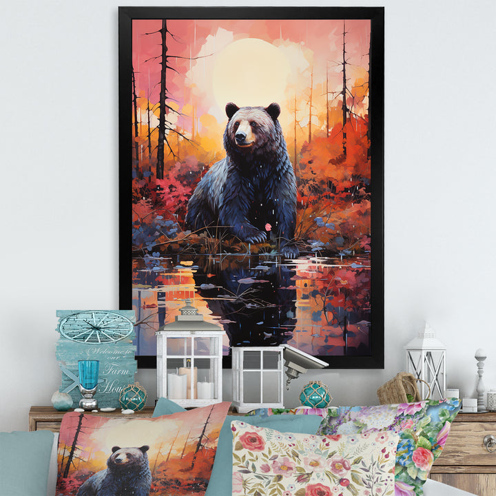 A Bear In A Dreamy Retreat - Bear Living Room Wall Art