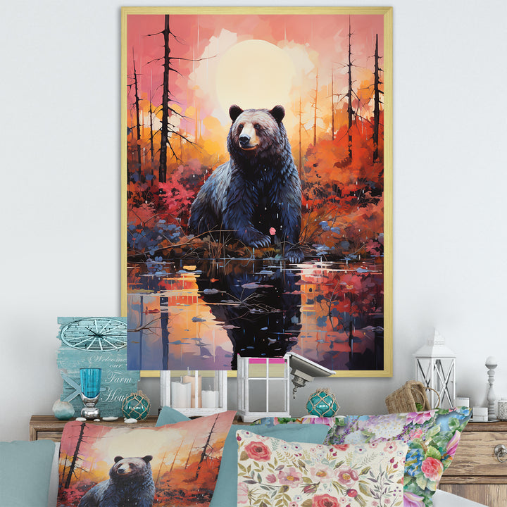 A Bear In A Dreamy Retreat - Bear Living Room Wall Art