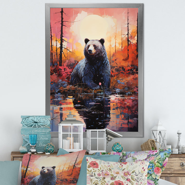 A Bear In A Dreamy Retreat - Bear Living Room Wall Art
