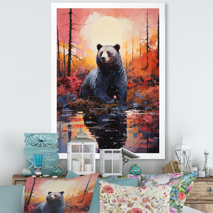 A Bear In A Dreamy Retreat - Bear Living Room Wall Art