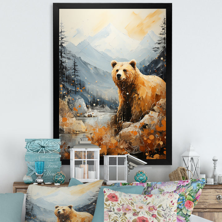 Majestic Mountain And Bear - Bear Canvas Wall Art