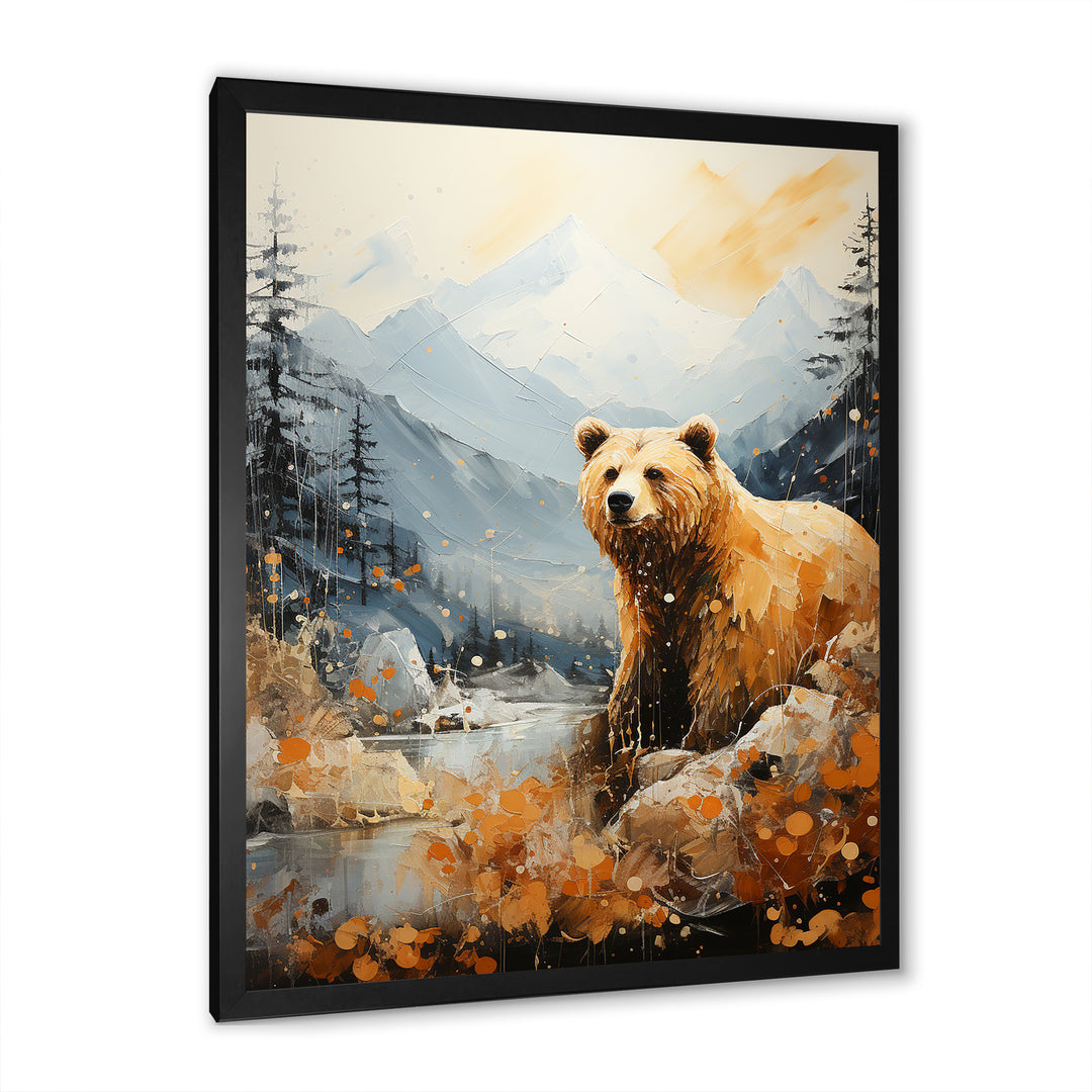 Majestic Mountain And Bear - Bear Canvas Wall Art