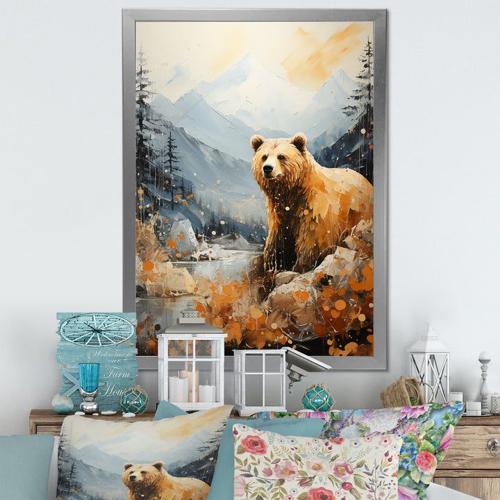Majestic Mountain And Bear - Bear Canvas Wall Art