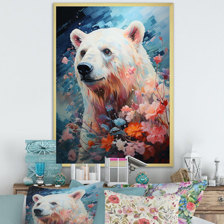 Pastel Polar Bear Serenity - Bear Framed Canvas Art