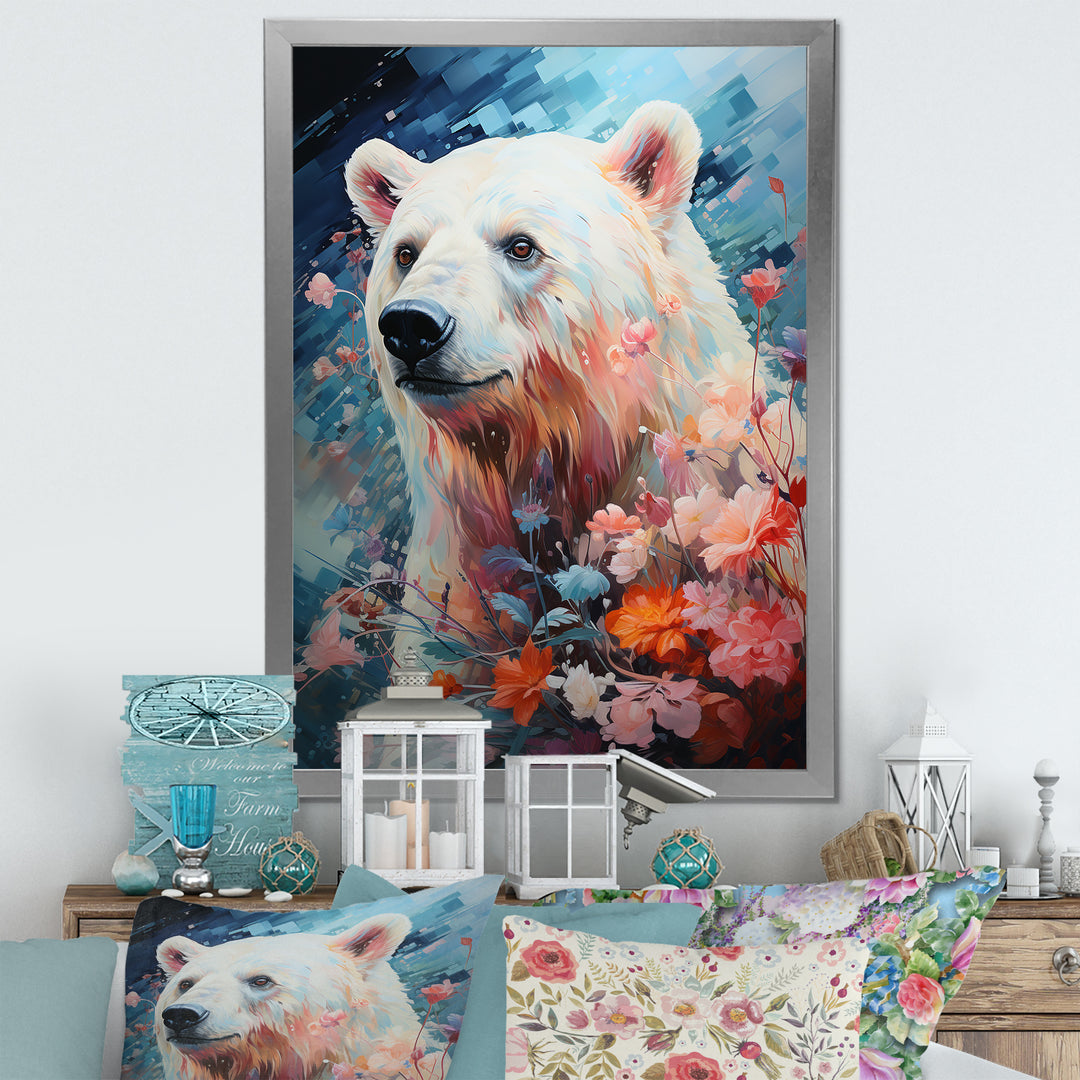 Pastel Polar Bear Serenity - Bear Framed Canvas Art
