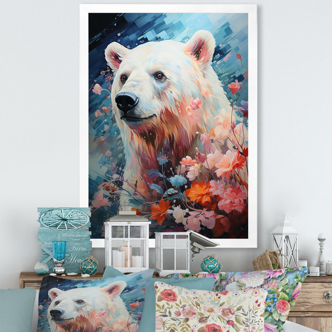 Pastel Polar Bear Serenity - Bear Framed Canvas Art