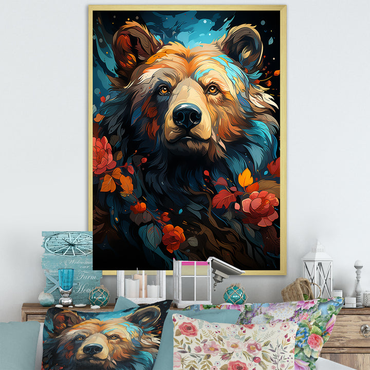 Pop Art Grizzly Bear Popularity - Bear Living Room Wall Art
