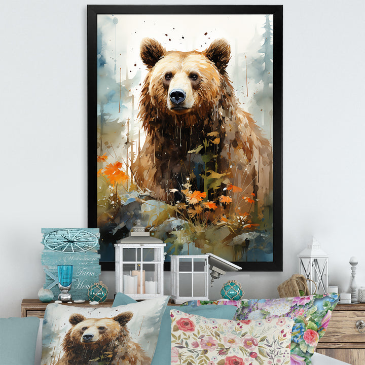 Watercolor Of Grizzly Bear In Its Haven - Bear Wall Decor
