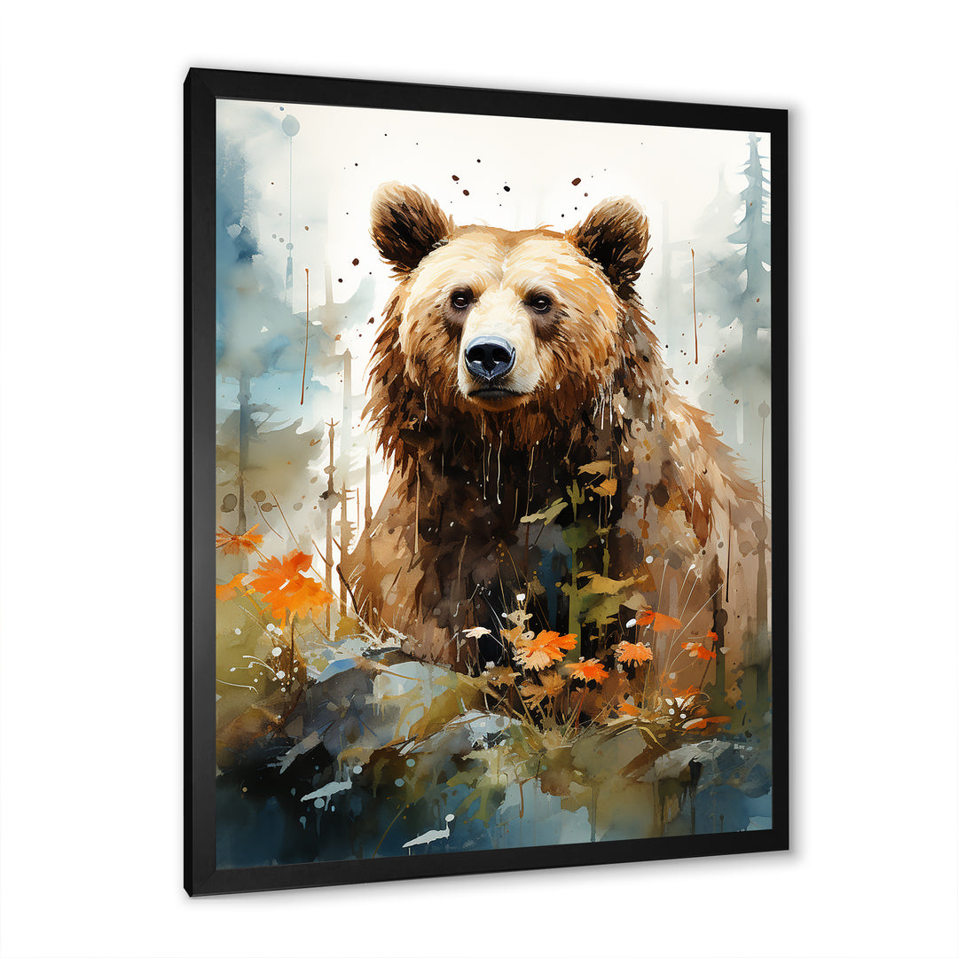 Watercolor Of Grizzly Bear In Its Haven - Bear Wall Decor