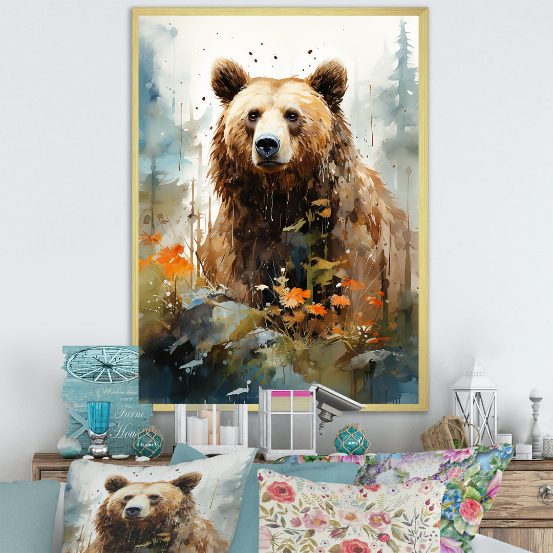 Watercolor Of Grizzly Bear In Its Haven - Bear Wall Decor