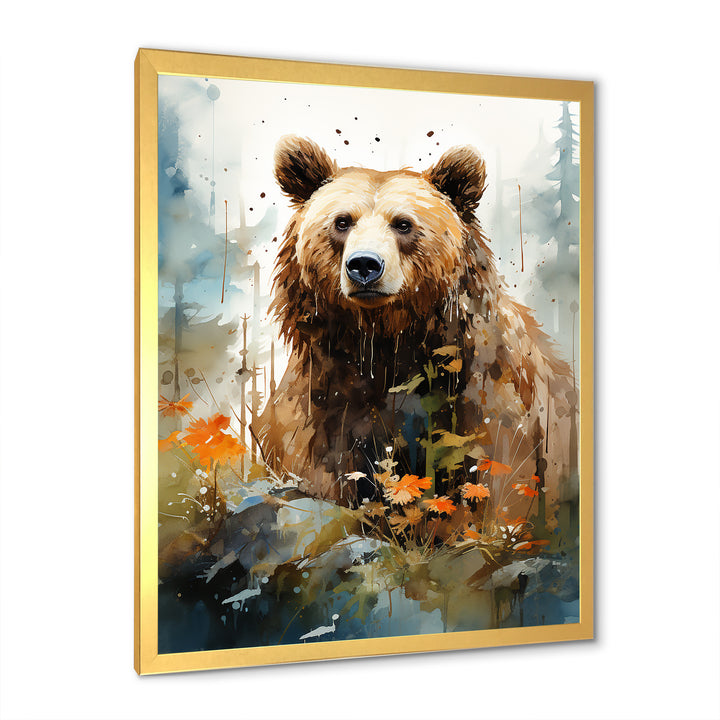 Watercolor Of Grizzly Bear In Its Haven - Bear Wall Decor
