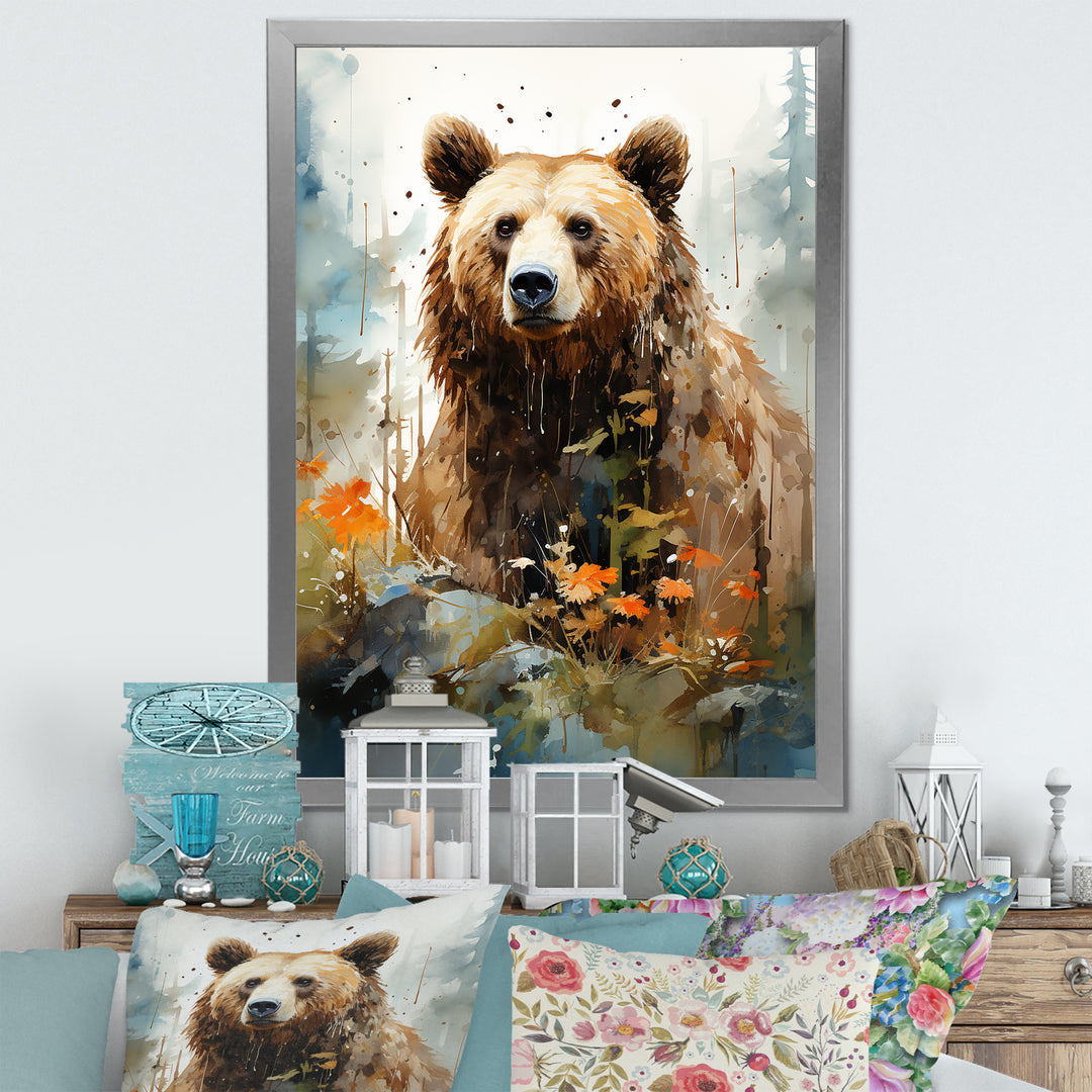 Watercolor Of Grizzly Bear In Its Haven - Bear Wall Decor