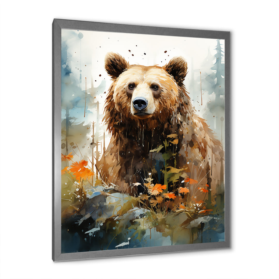 Watercolor Of Grizzly Bear In Its Haven - Bear Wall Decor
