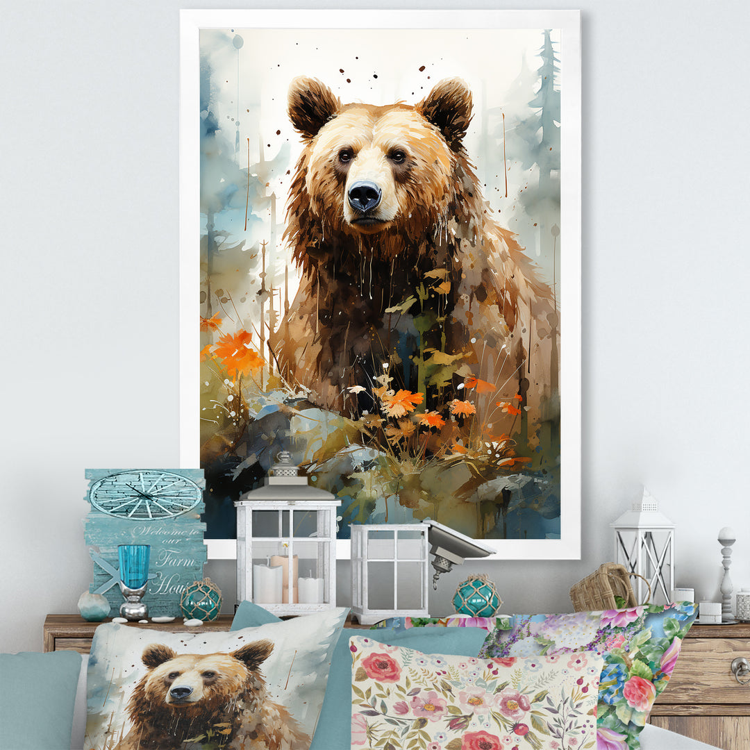 Watercolor Of Grizzly Bear In Its Haven - Bear Wall Decor