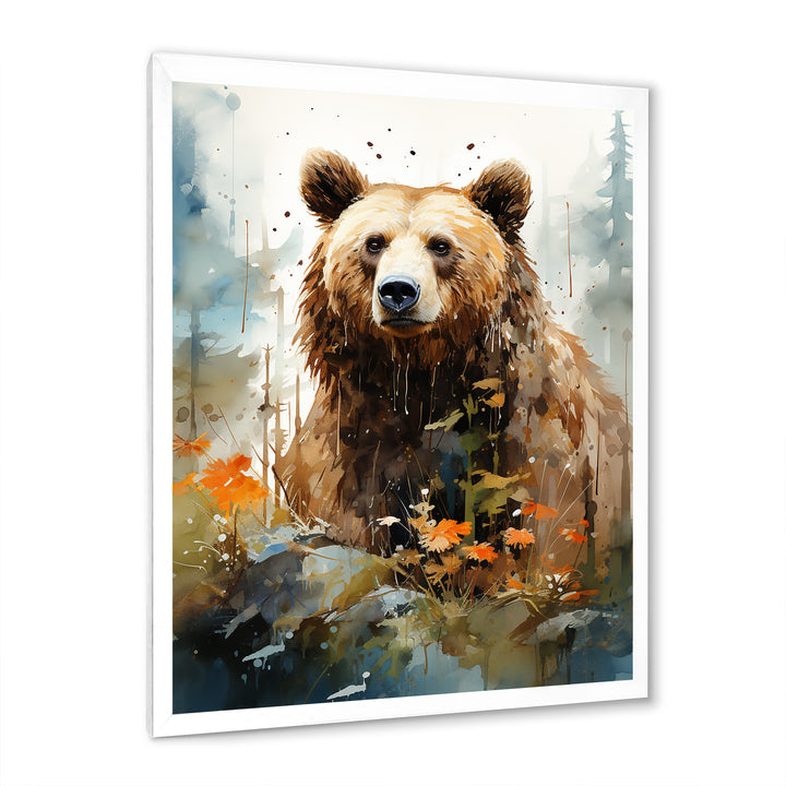 Watercolor Of Grizzly Bear In Its Haven - Bear Wall Decor