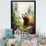 Watercolor Grizzly Bear In Its Haven - Bear Wall Art Prints