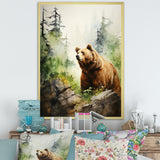 Watercolor Grizzly Bear In Its Haven - Bear Wall Art Prints