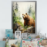 Watercolor Grizzly Bear In Its Haven - Bear Wall Art Prints
