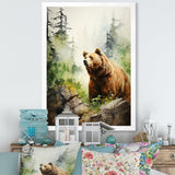 Watercolor Grizzly Bear In Its Haven - Bear Wall Art Prints