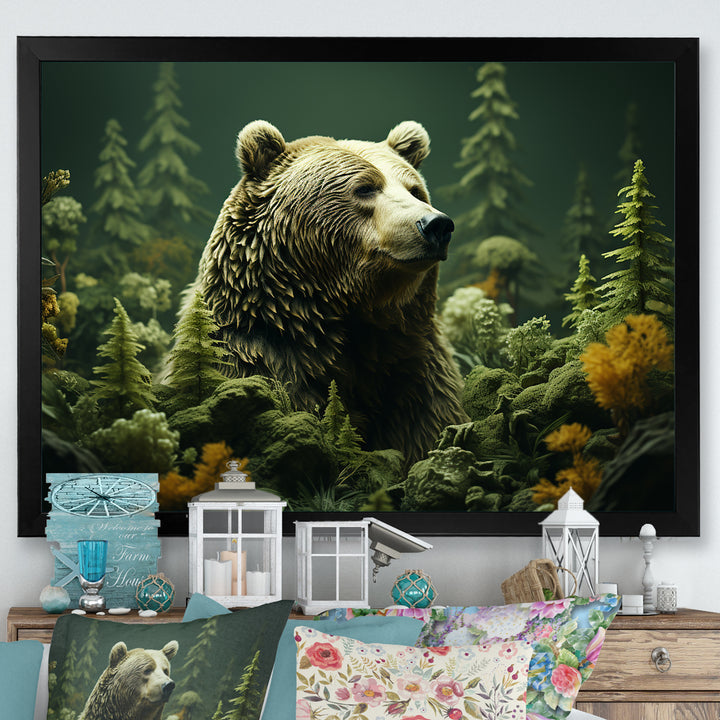 Whimsical Grizzly Bears In Forest - Bear Wall Art Prints
