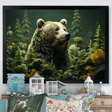 Whimsical Grizzly Bears In Forest - Bear Wall Art Prints