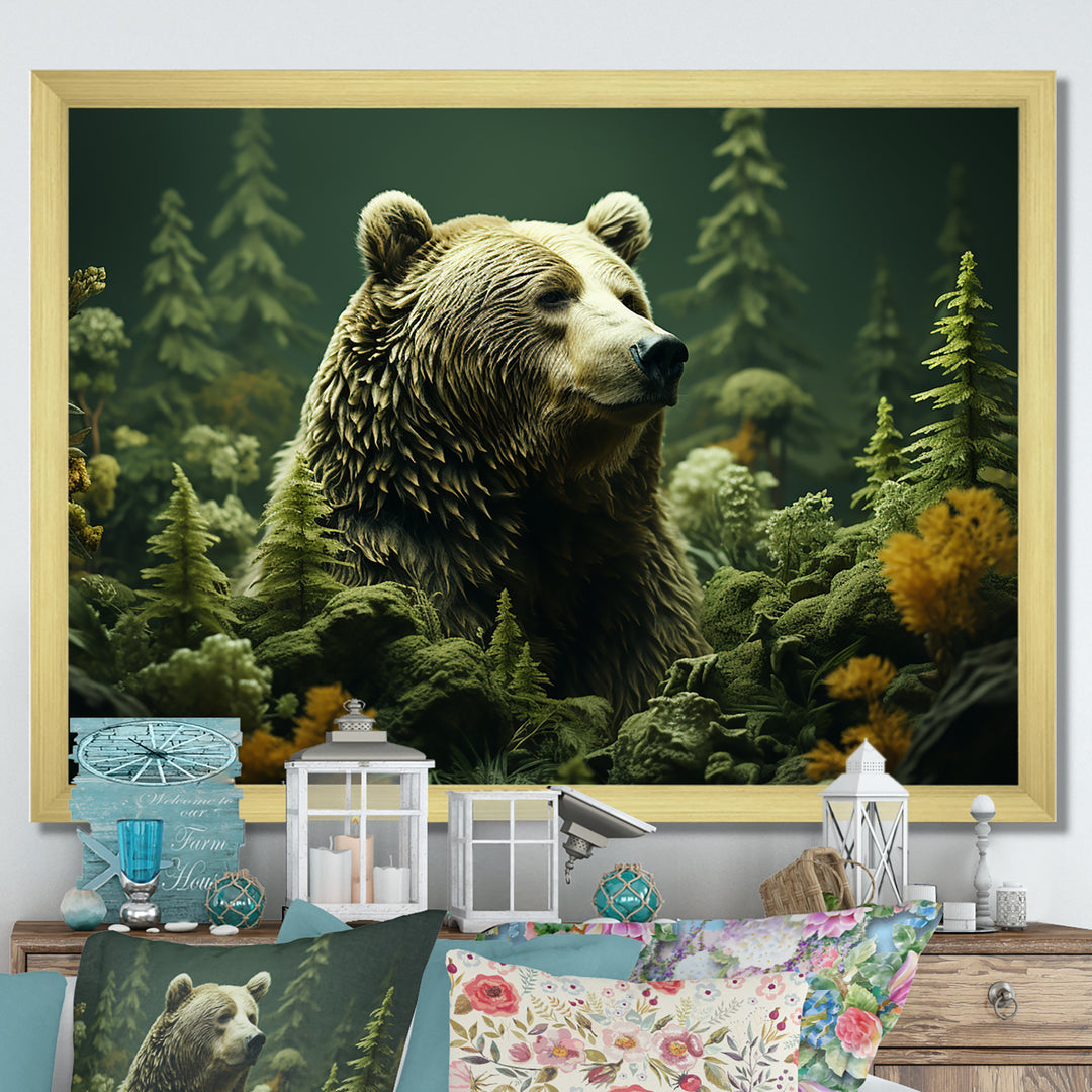 Whimsical Grizzly Bears In Forest - Bear Wall Art Prints