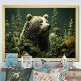 Whimsical Grizzly Bears In Forest - Bear Wall Art Prints