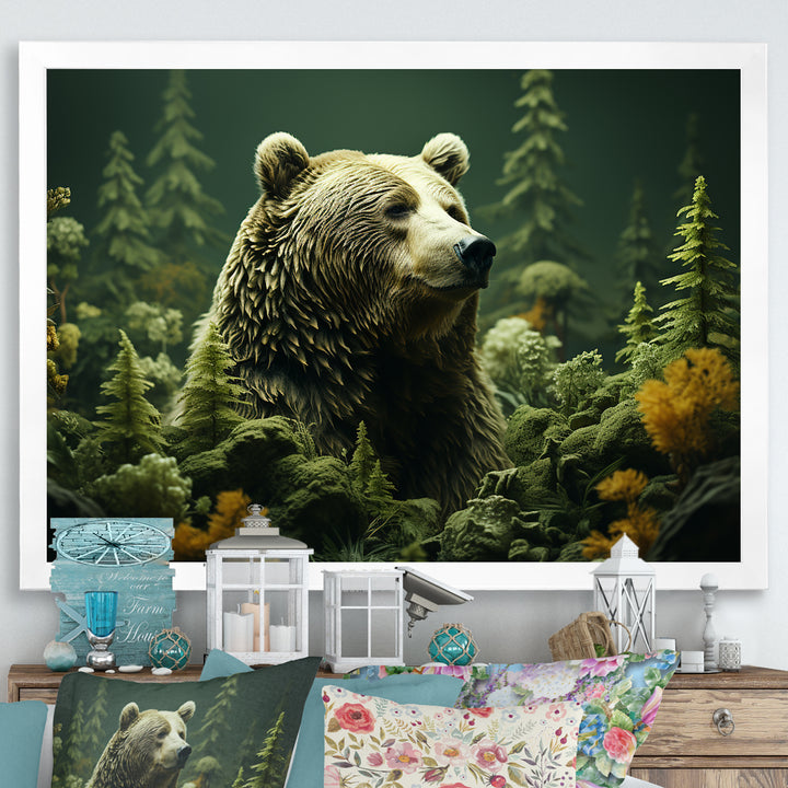 Whimsical Grizzly Bears In Forest - Bear Wall Art Prints