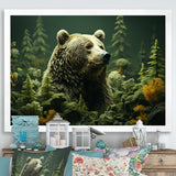 Whimsical Grizzly Bears In Forest - Bear Wall Art Prints