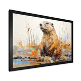 Minimalism Brown Beaver - Beaver Framed Canvas Art