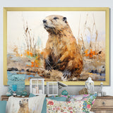 Minimalism Brown Beaver - Beaver Framed Canvas Art