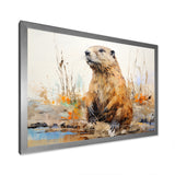 Minimalism Brown Beaver - Beaver Framed Canvas Art