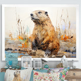 Minimalism Brown Beaver - Beaver Framed Canvas Art
