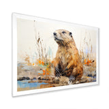 Minimalism Brown Beaver - Beaver Framed Canvas Art