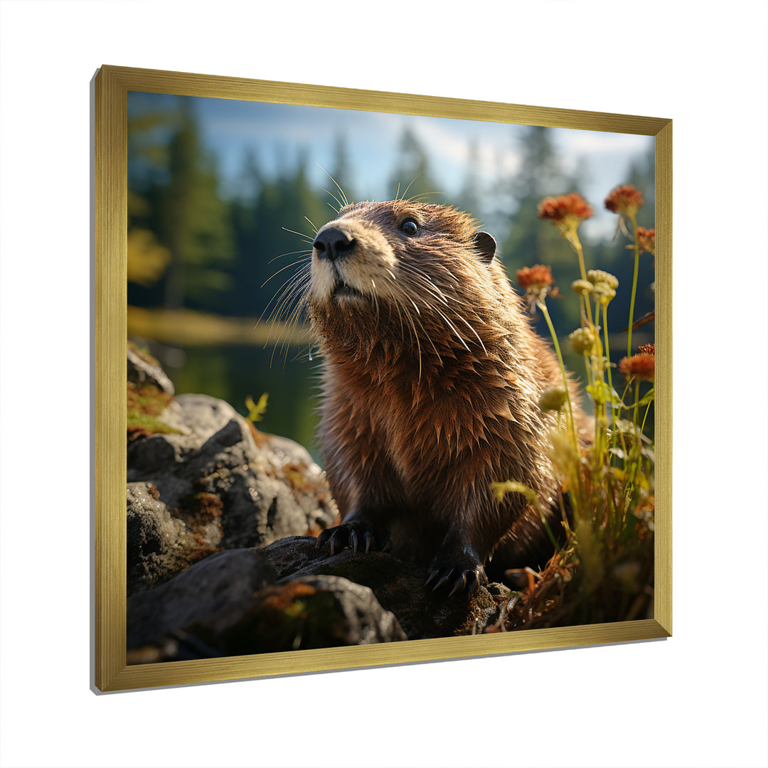 Depicting A Beaver In The Woods - Beaver Home Decor Art